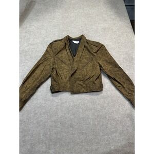 Z Cavaricci Bomber Jacket Vtg 80s 90s Cropped Marbled Buckles Punk Made USA